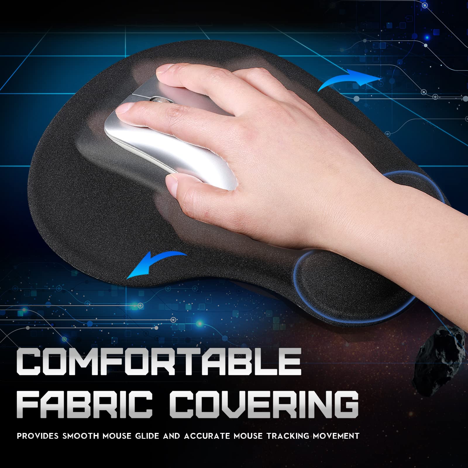 9 Pack Ergonomic Mouse Pad with Gel Wrist Support - Memory Foam Non-Slip PU Base for Pain Relief - Perfect for Computer, Laptop, Home Office & Travel Use