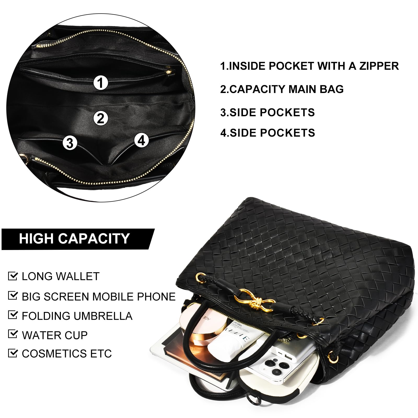 Stylish Woven Crossbody Bag for Women - PU Leather Handmade Tote & Hobo Purse - Perfect Gift for Her - Ideal for Shopping, Travel & Everyday Use