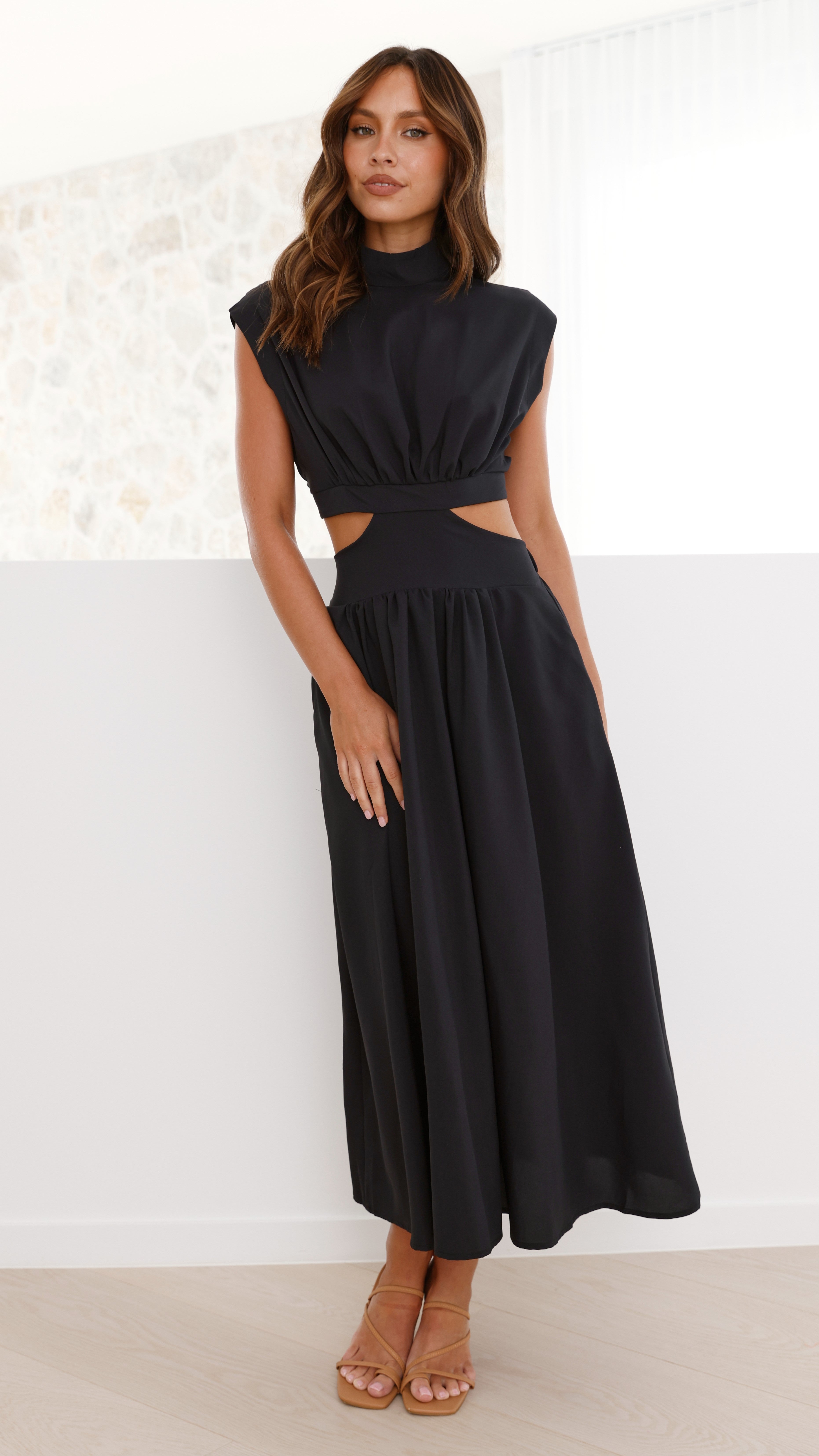 Elegant Maddison Black Midi Dress for Women | Perfect for Office, Party & Evening Wear | Flattering Fit & Comfortable Fabric