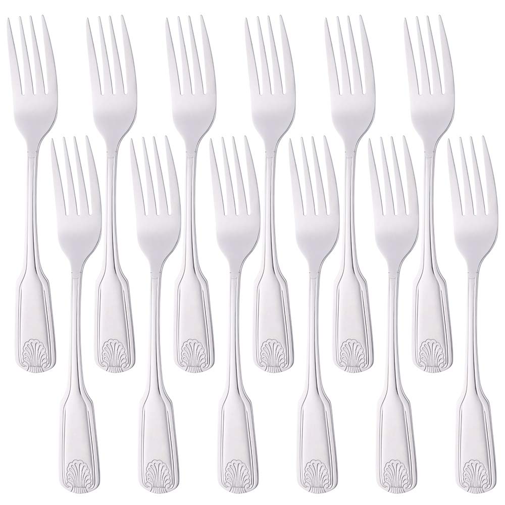 Meisha 7.8-Inch Stainless Steel Dinner Forks Set, 12-Piece Heavy Duty Flatware with Mirror Finish - Modern Cutlery for Kitchen, Restaurant & Home Dining | Perfect for Everyday Meals, Dinner Parties & Formal Events