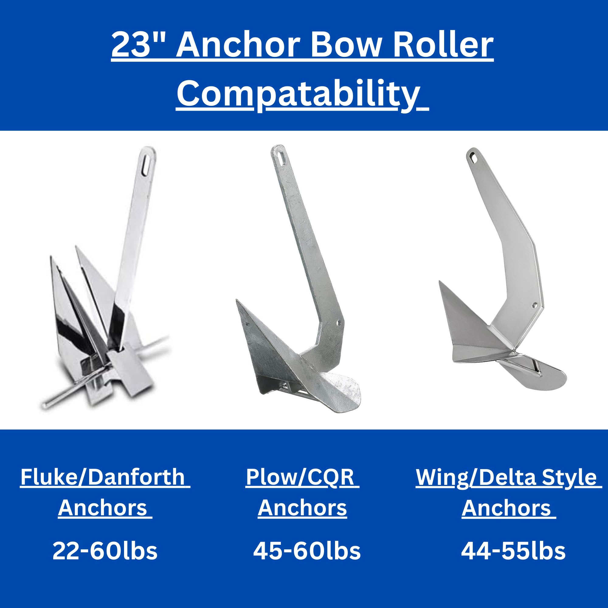 MarineNow 23-inch Universal Bow Anchor Roller - 316 Premium Marine Grade Stainless Steel Single Roller for Fluke, Danforth, Plow, CQR, Wing & Delta Anchors - Perfect for Sailboats, Yachts & Fishing Boats