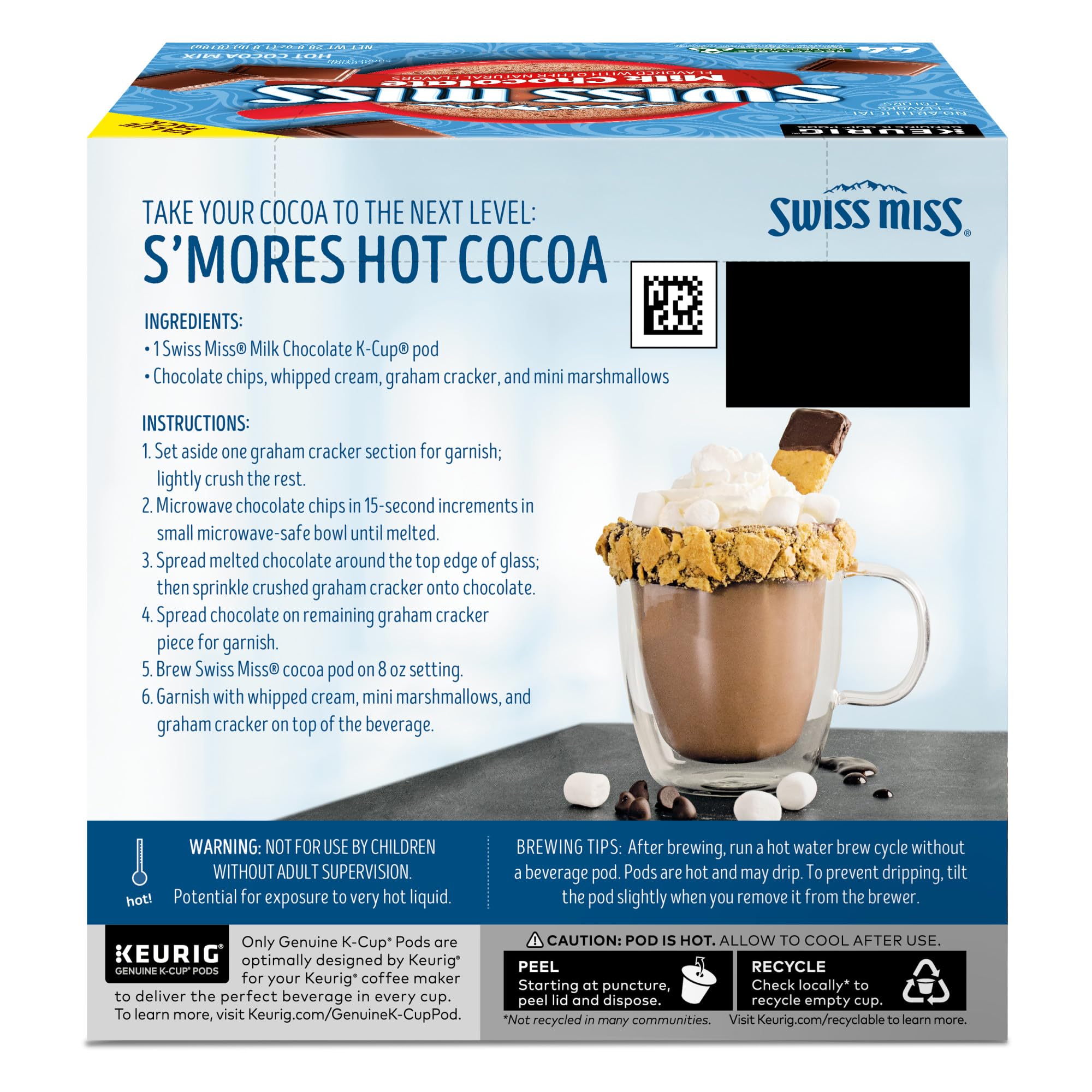 Swiss Miss Milk Chocolate Hot Cocoa K-Cup Pods for Keurig - 44 Count Single-Serve Pack - Perfect for Winter Warmth, Office Breaks & Cozy Nights