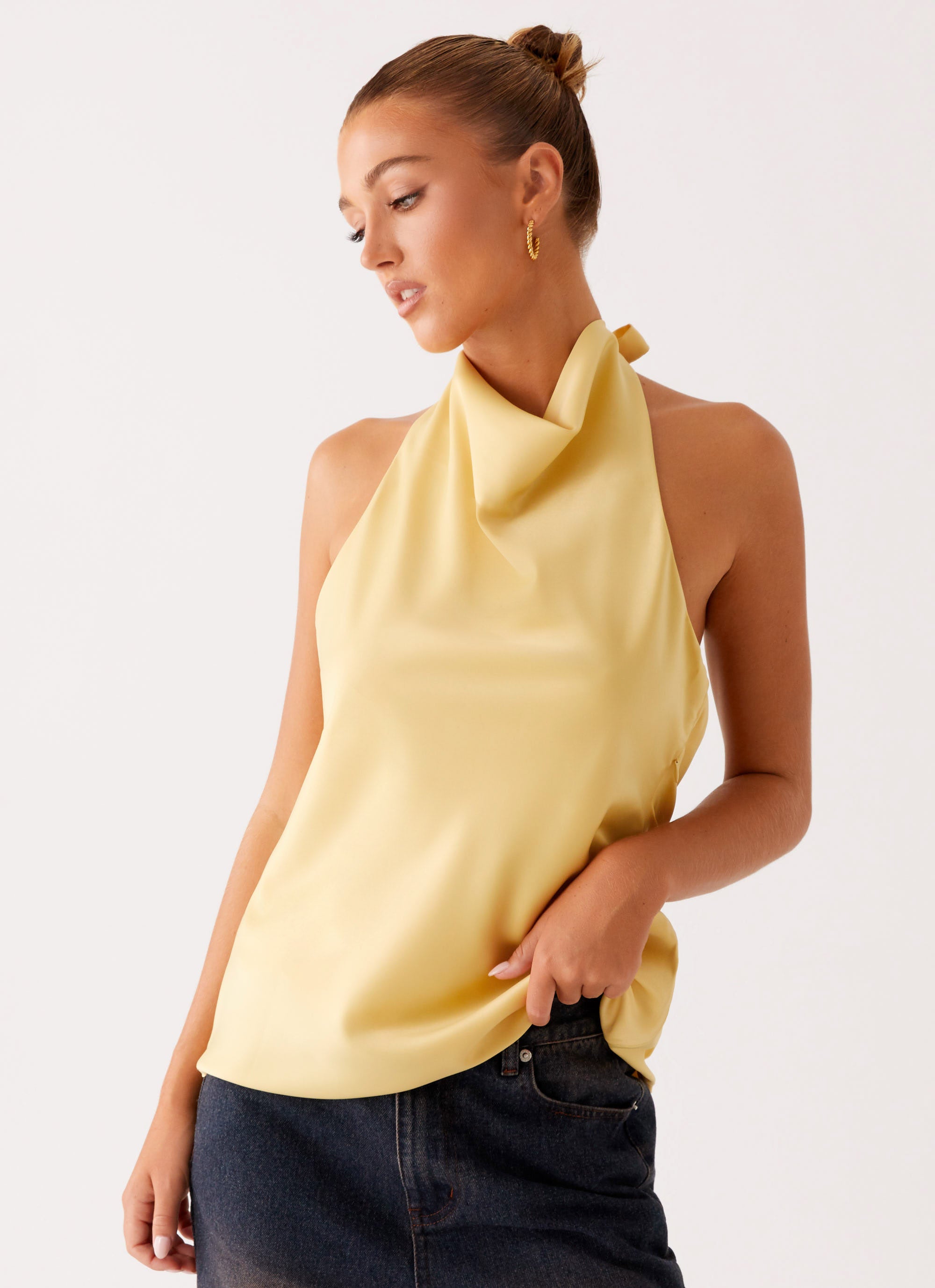 Carsen Women's Halter Top - Yellow | Summer Casual Wear, Beach Outfit, and Party Dress