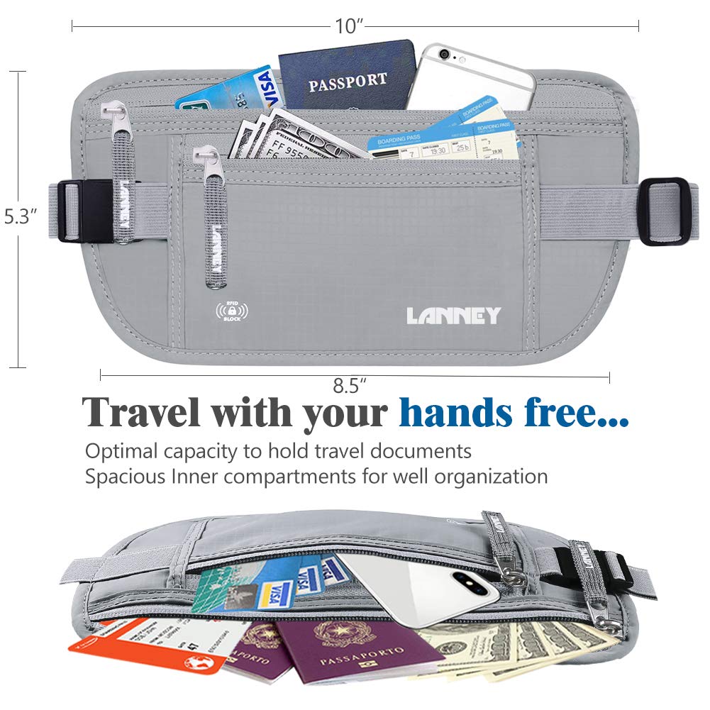 RFID Blocking Money Belt for Travel - Slim Hidden Wallet for Women & Men - Secure Cash & Cards for Hiking, Sightseeing & Vacations