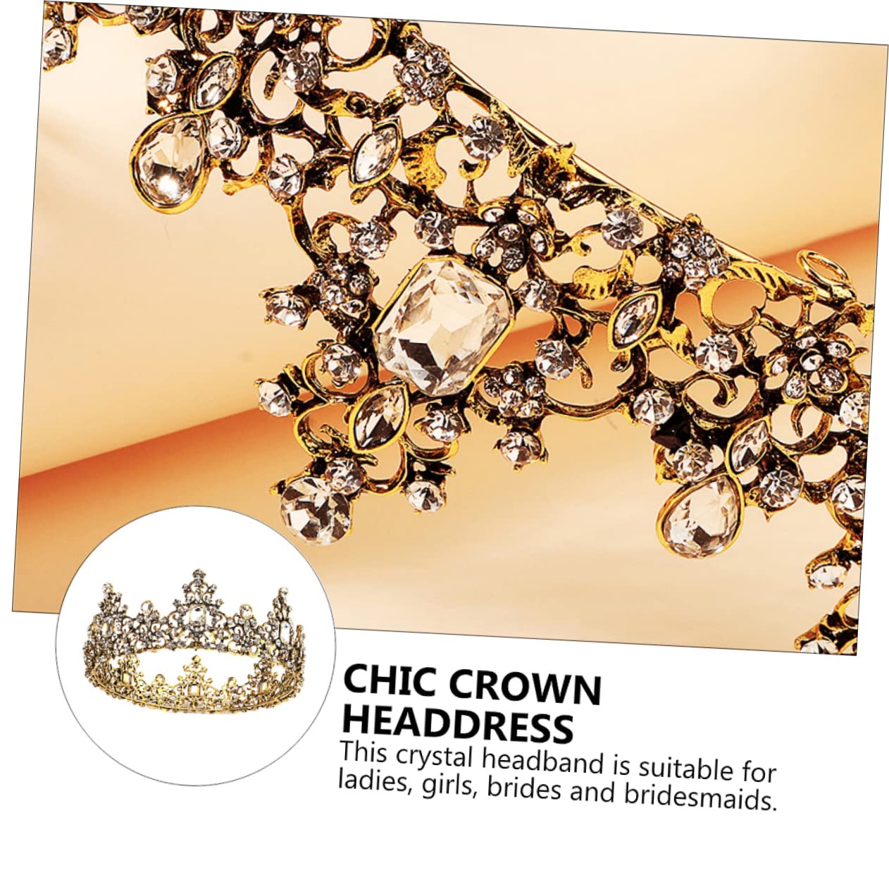 Baroque Crown Hair Ties for Women - Elegant Wedding Tiara & Queen Pageant Headpiece with Colored Diamonds, White Alloy Jewelry | Perfect for Bridesmaids, Prom, Pageants, Special Occasions & Costume Parties | Royal-Themed Events, Renaissance Fairs & Photo Shoots