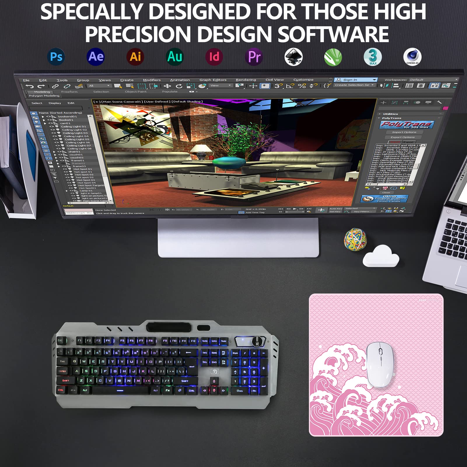 X-Raypad Aqua Control Plus Wave Gaming Mouse Pad - High Precision Control & Speed Surface for FPS Gaming | Consistent X/Y Glide | Ideal for Low DPI Players | Perfect for Competitive Esports & PC Gaming