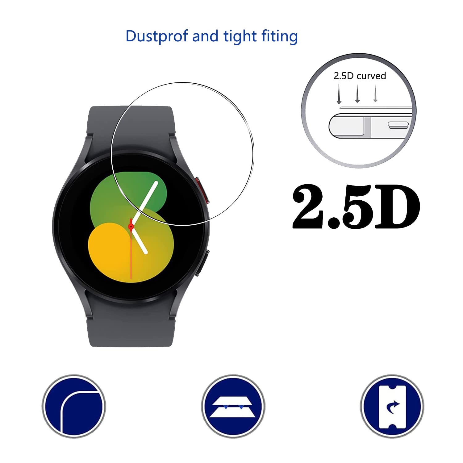 Samsung Galaxy Watch 5 (40mm) Screen Protector 5 Pack - Anti-Scratch & Fingerprint for Workout & Daily Use