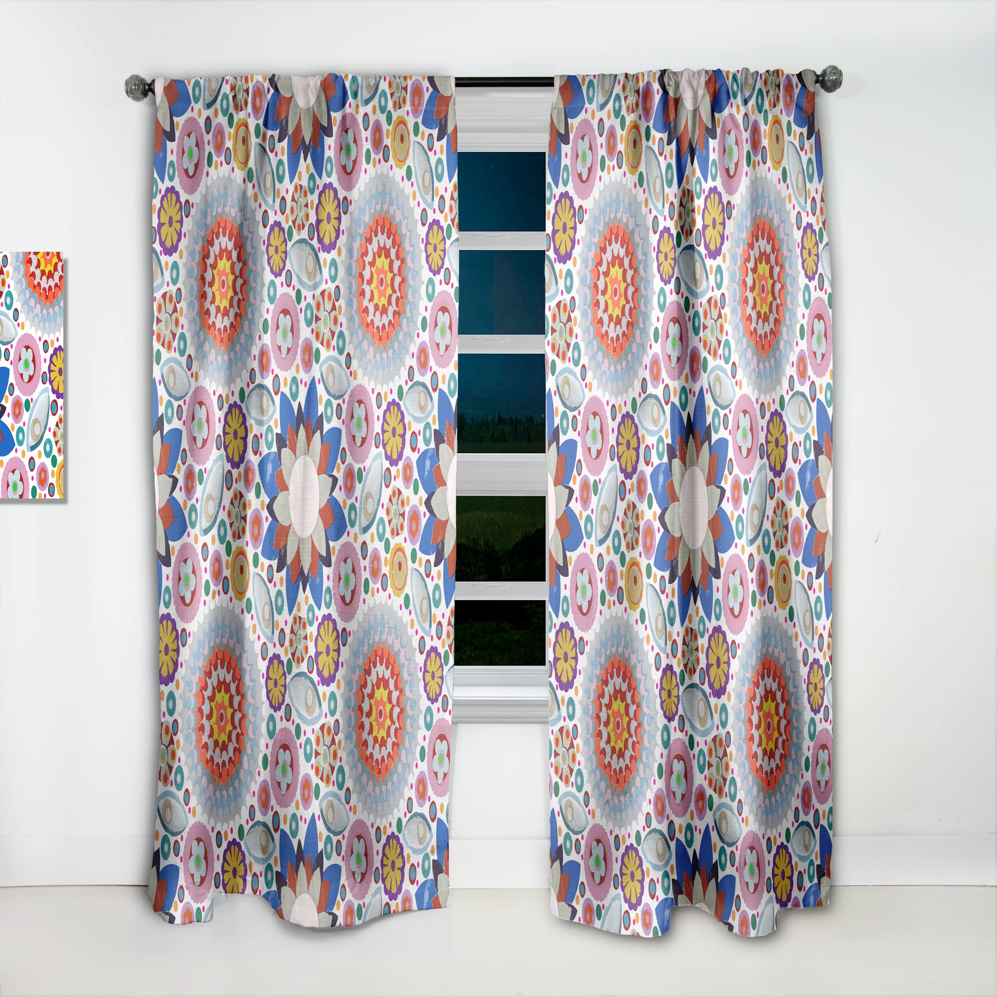DesignQ Abstract Floral Print Blackout Curtains - Thermal Insulated Single Panel (52x120 Inches) for Bedroom & Living Room - Perfect for Home Decor & Light Blocking
