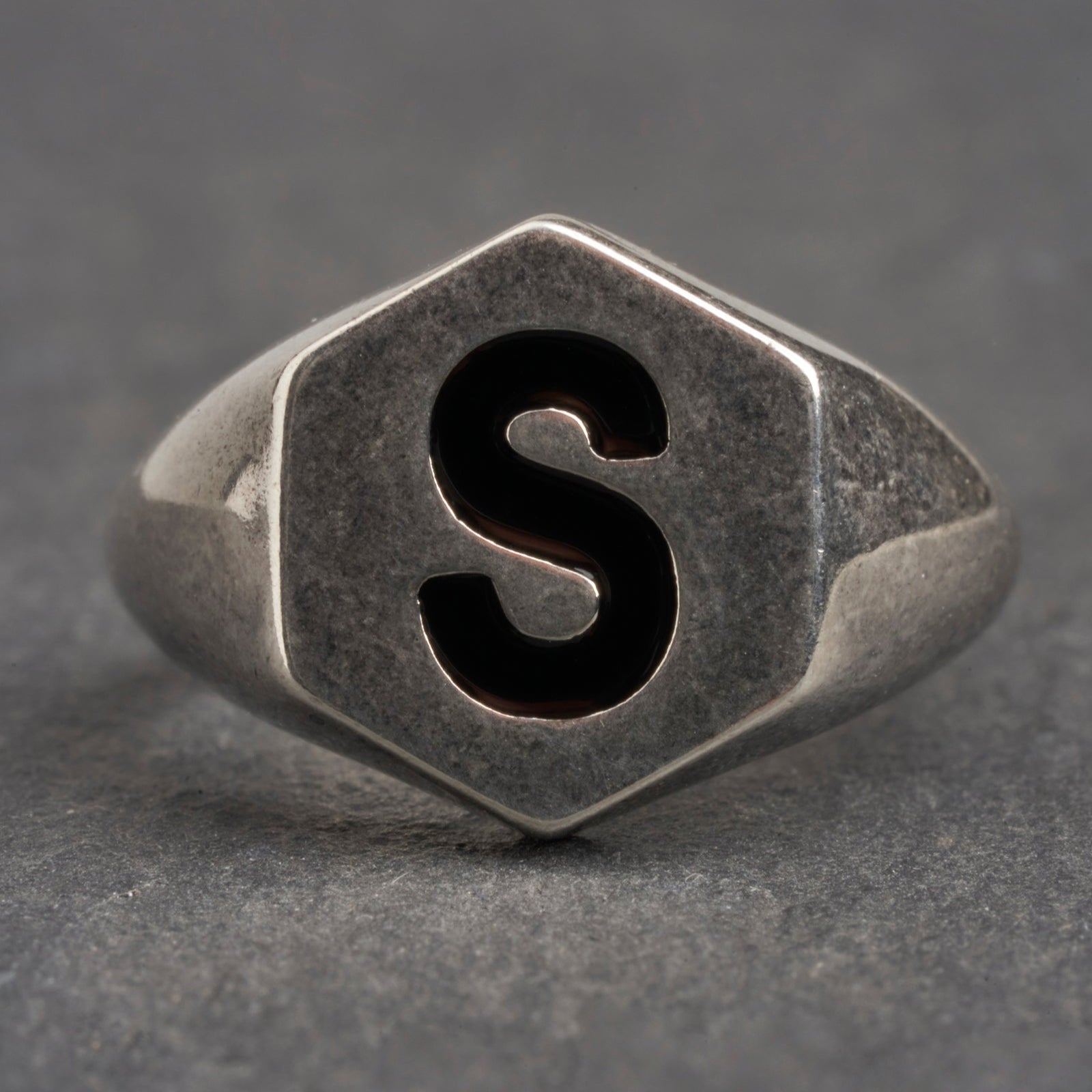 Hexagon Black Silver Ring for Women - Elegant Geometric Jewelry for Daily Wear, Parties & Gifts
