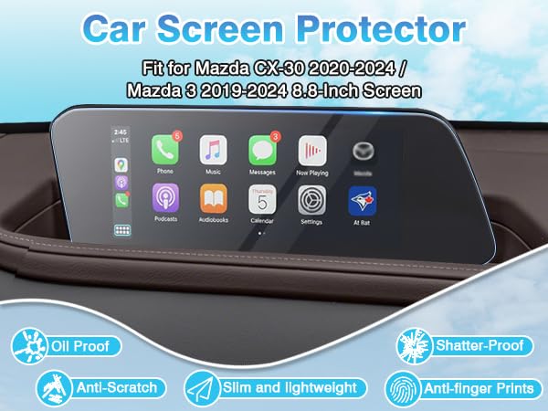 Premium 2-Pack Anti-Glare Tempered Glass Screen Protector for Mazda 3 (2019-2025) & CX-30 (2020-2025) 8.8
