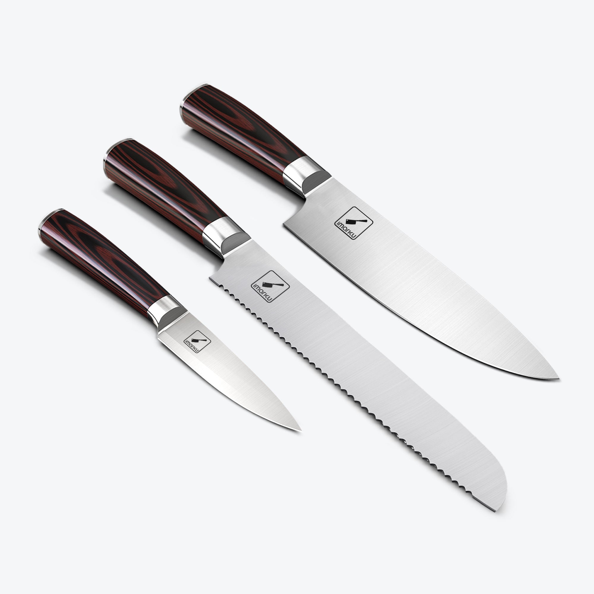 3-Piece Stainless Steel Paring Knife Set - Sharp Kitchen Knives for Peeling, Slicing & Trimming - Perfect for Fruits, Vegetables & Small Food Prep