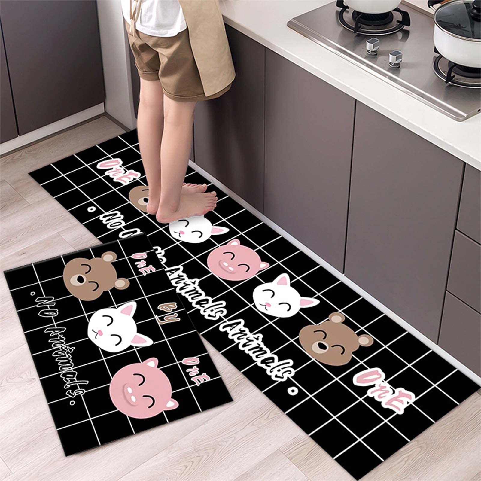 WDAWD Anti-Fatigue Kitchen Mat Set of 2 - Cushioned, Waterproof & Non-Slip Floor Mats for Comfortable Standing - Soft Kitchen Runner Rugs for Cooking, Dishwashing & Food Prep Areas