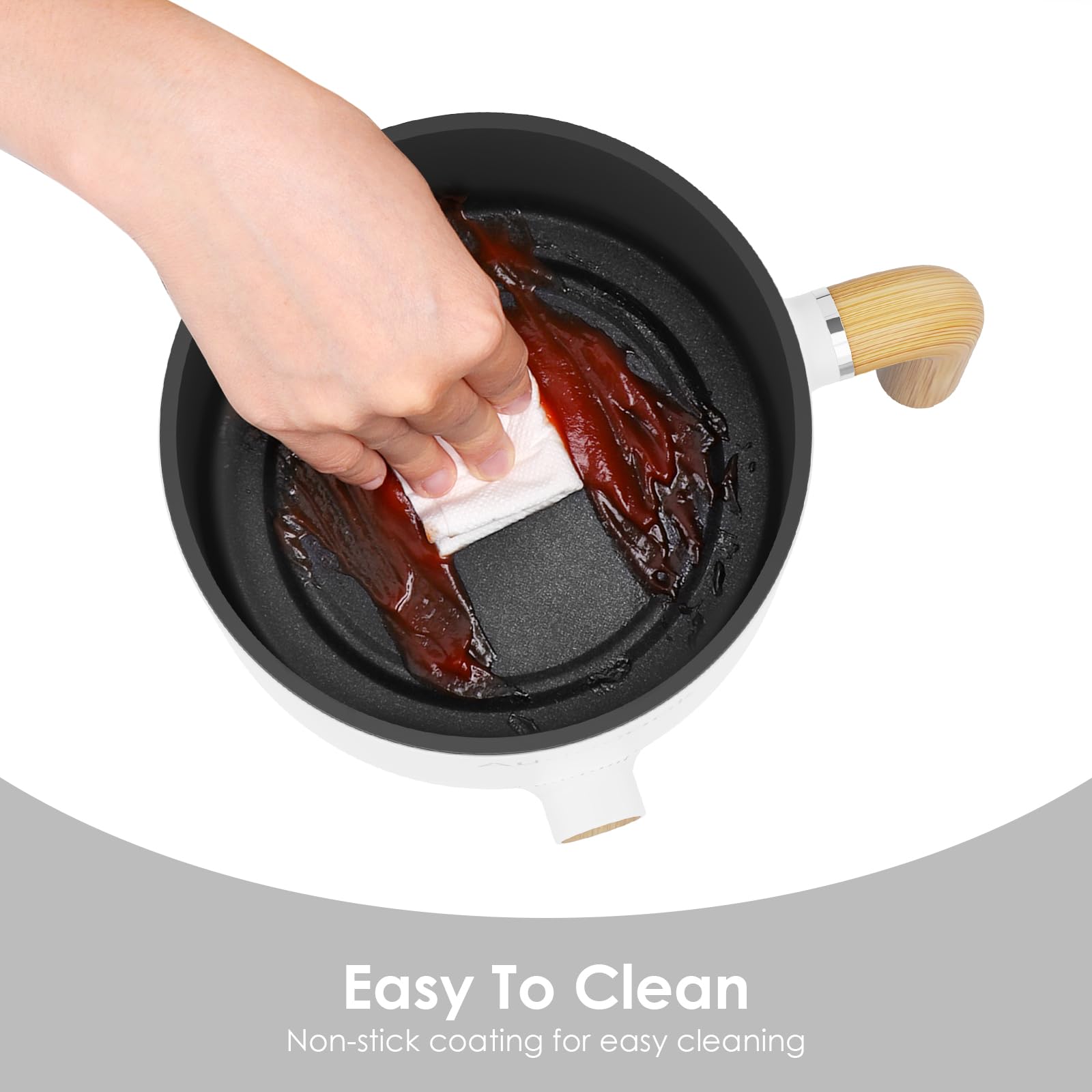 Audecook 1.5L Electric Hot Pot with Steamer - Portable Nonstick Noodle Cooker & Travel Skillet - Dual Power Control for Ramen, Pasta, Soup, Steak, Eggs - Perfect for Dorm, Office, Camping & Small Kitchen Cooking