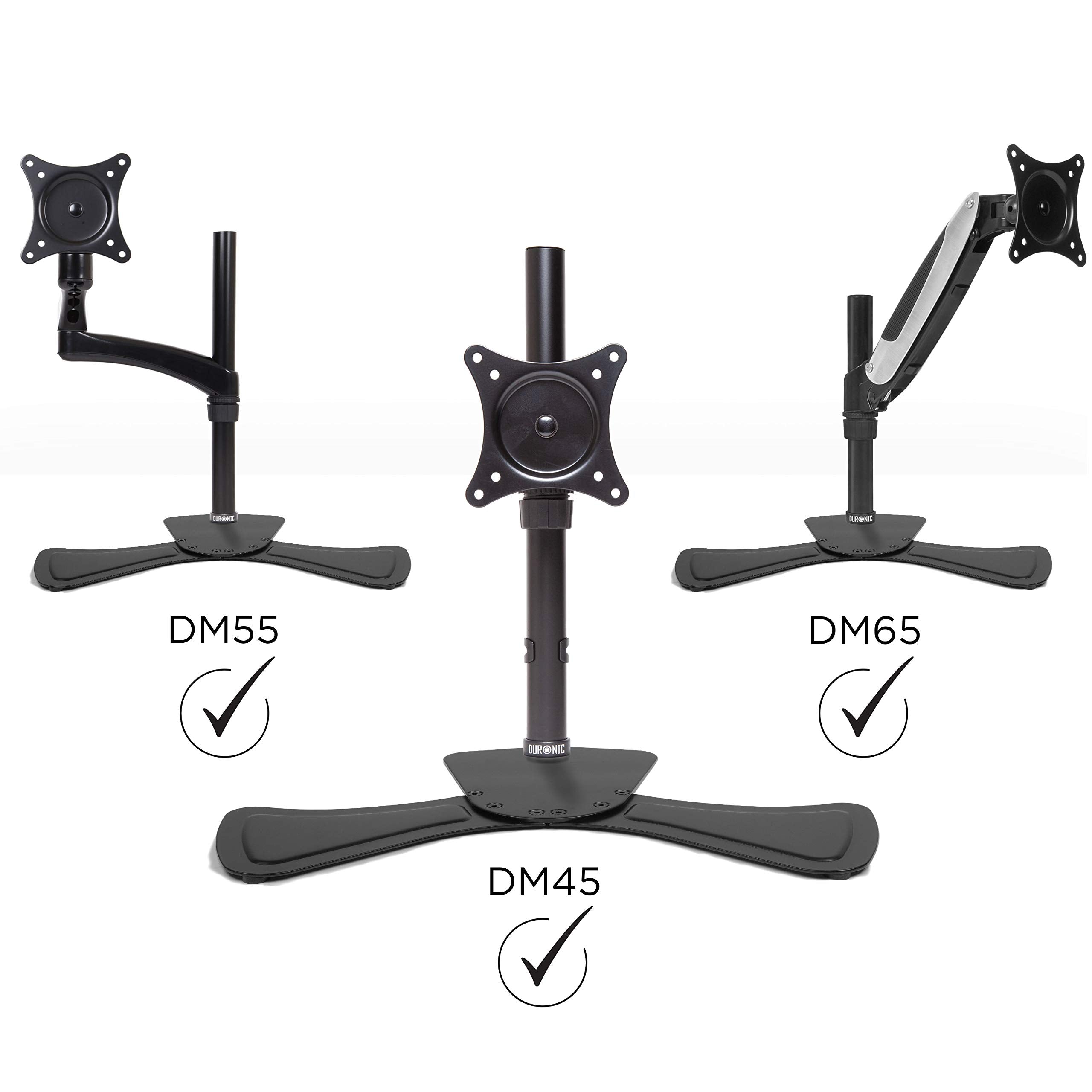 Duronic DM75 Monitor Stand for Pole Mount - Heavy Duty Steel Base Compatible with DM15, DM25, DM35, DM453 Poles | Freestanding Desk Alternative to Clamp/Grommet Mounts | Perfect for Office Workstations, Home Desks & Multi-Monitor Setups