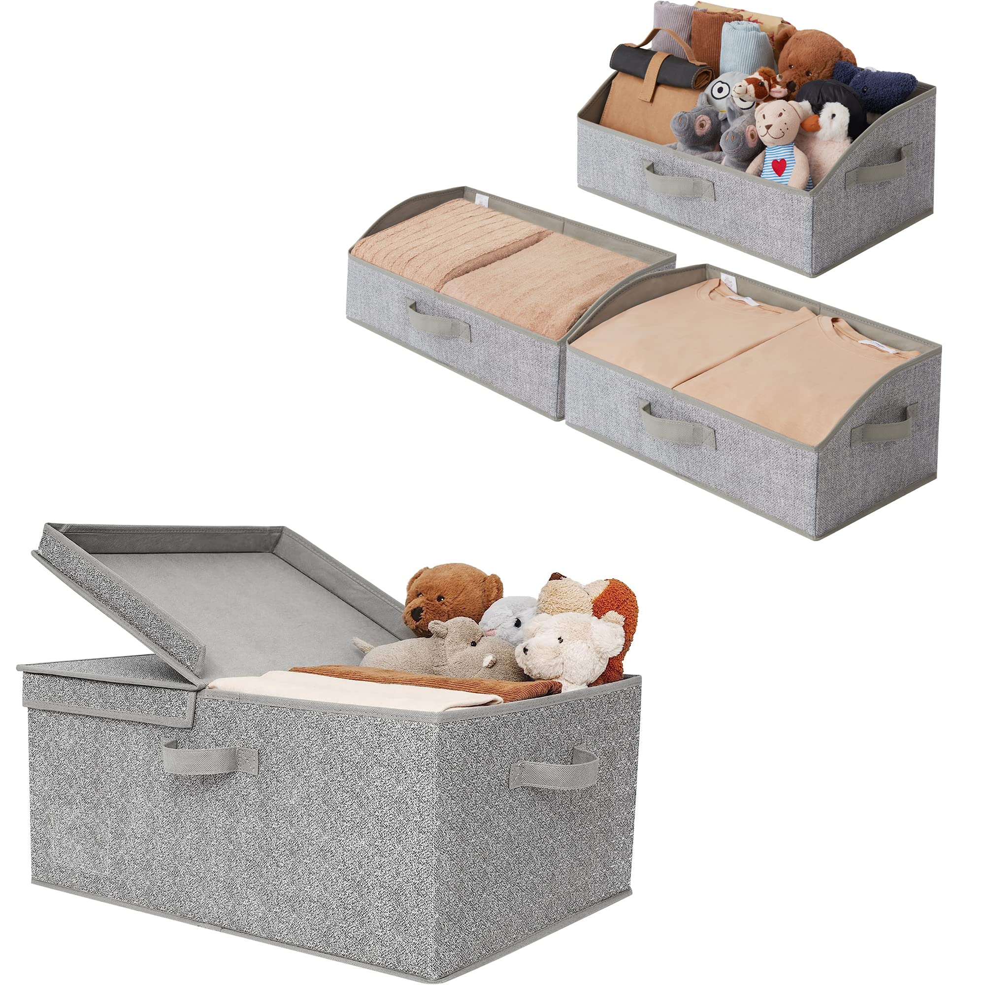 GRANNY SAYS 3-Pack Wardrobe Storage Bins + 1 Extra Large Rectangle Storage Bin - Space Saving Closet Organizers for Bedroom, Bathroom & Kids Room Organization