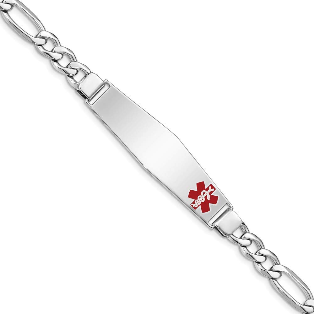 925 Sterling Silver Engravable Medical ID Bracelet for Nurses - Personalized Name Bar Tag with Caduceus Symbol, Secure Lobster Clasp, 8