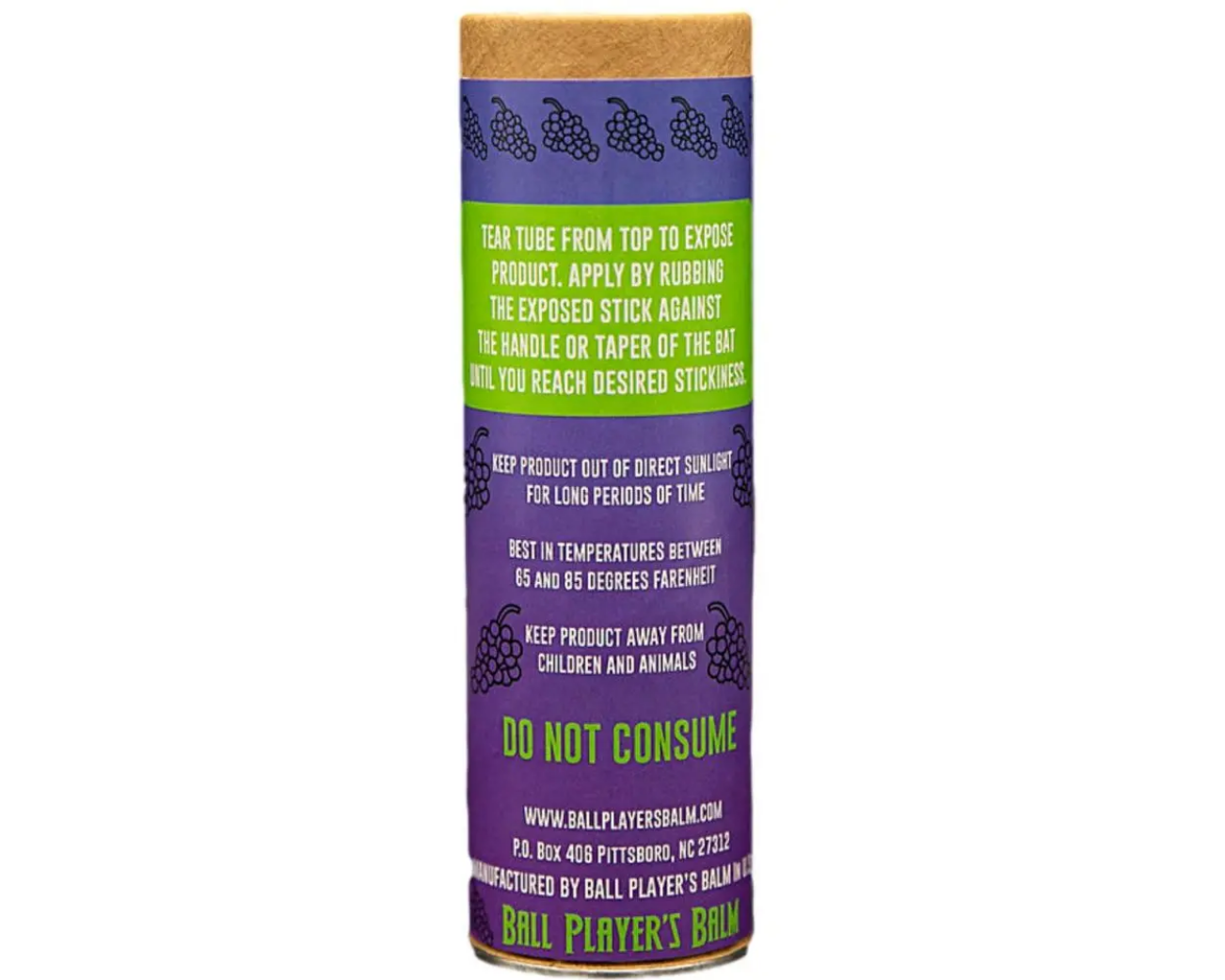Ball Player's Balm - Grape Scented Bat Grip Enhancer for Baseball & Softball | Improves Bat Control & Reduces Blisters | Perfect for Games, Practice & Training Sessions