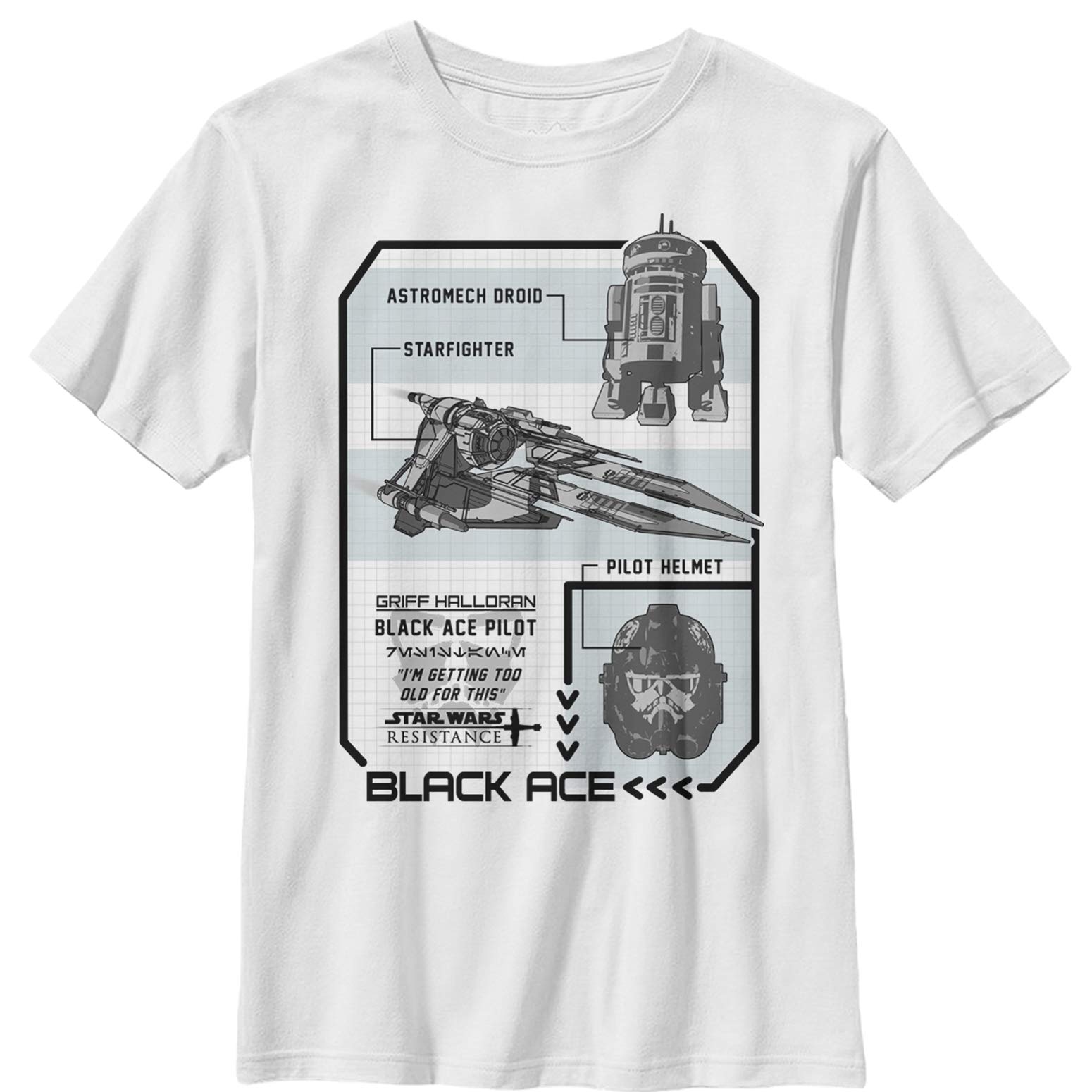 Star Wars Boys T-Shirt - Ace Schematic Design for Kids Play