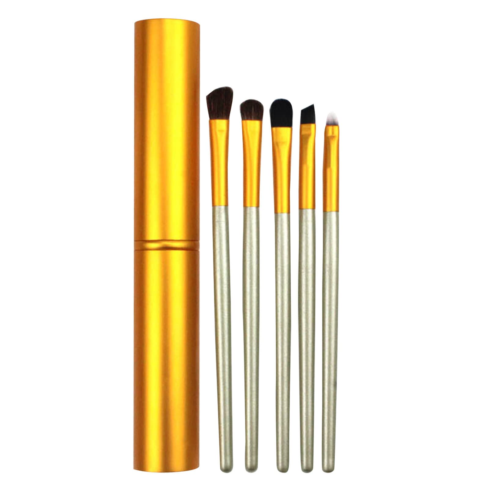 5-Piece Professional Makeup Brush Set - Soft Synthetic Bristle Eyeshadow & Eyeliner Brushes - Portable Cosmetic Brush Kit for Perfect Eye Makeup Application at Home or Travel