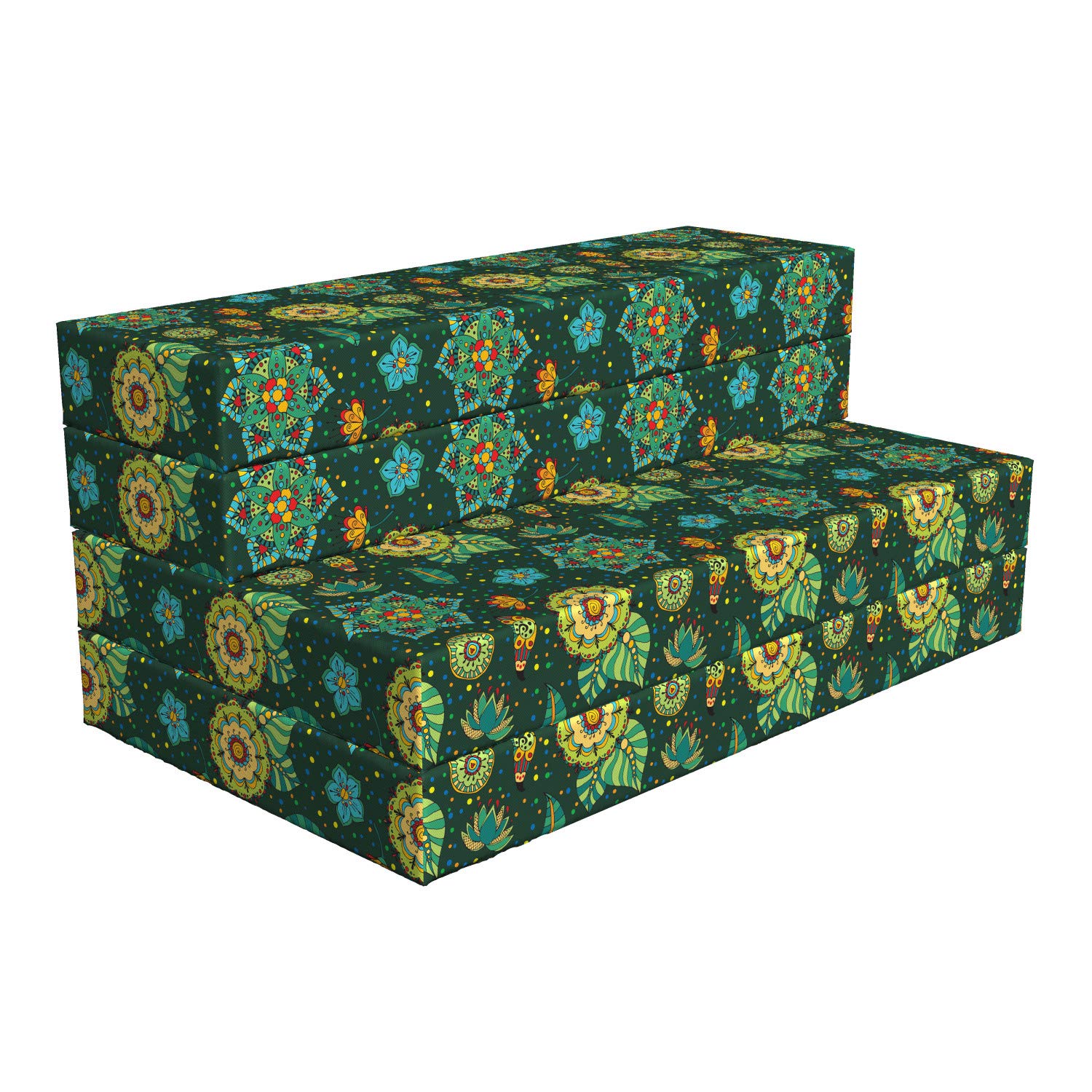 Ambesonne Floral Foldable Mattress - Colorful Fantasy Design, 78.7