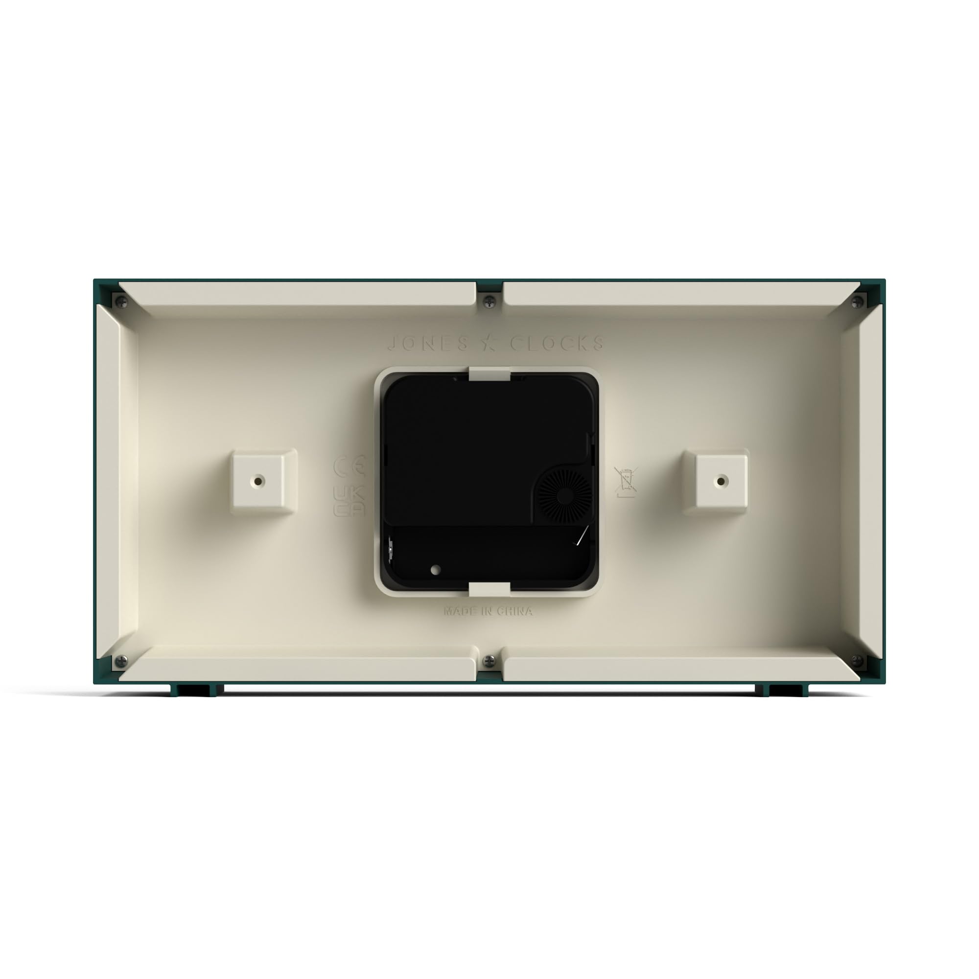JONES CLOCKS® 'Odeon' Modern Green Rectangular Desk Clock - Stylish Retro Design for Home & Office Decor - Perfect for Shelf, Table, Mantel, Bedside or Gift Giving