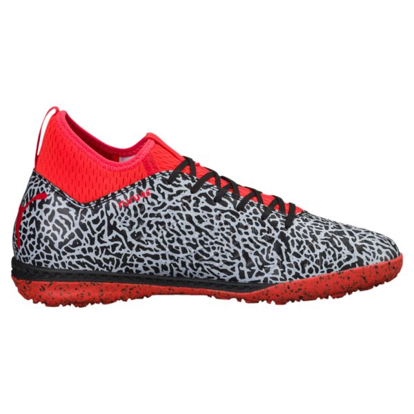 PUMA FUTURE 18.3 TT Turf Soccer Cleats for Men - White/Black/Red Blast - Artificial Grass Football Shoes for Training & Matches
