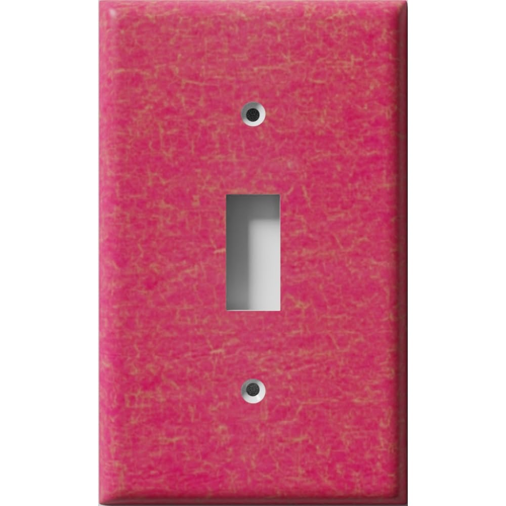 Vintage Wrinkled Red Light Switch Cover - Decorative Single Toggle Wall Plate for Living Room, Bedroom, Office - Rustic Home Decor Accessory