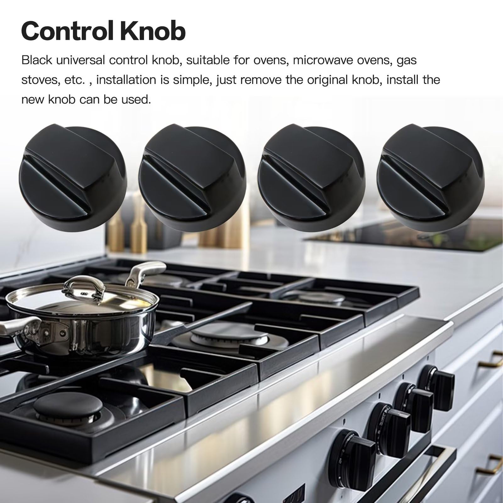 4 Pack Universal Gas Stove Control Knobs with 12 Adapters - Durable Plastic Replacement Knobs for Oven, Stove, Range - Perfect for Kitchen Appliance Repair & DIY Upgrades