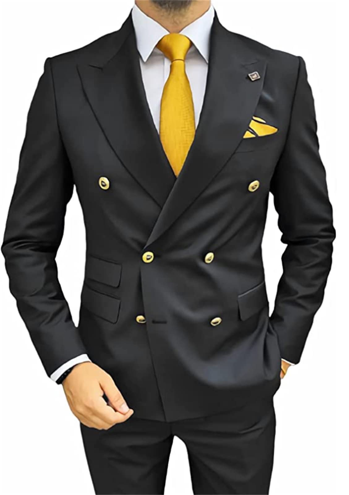 Peak Lapel Men's Wedding Suit Set (Jacket & Pants) - Business Tuxedo for Grooms, Office & Formal Events - Perfect for Weddings, Proms & Business Meetings