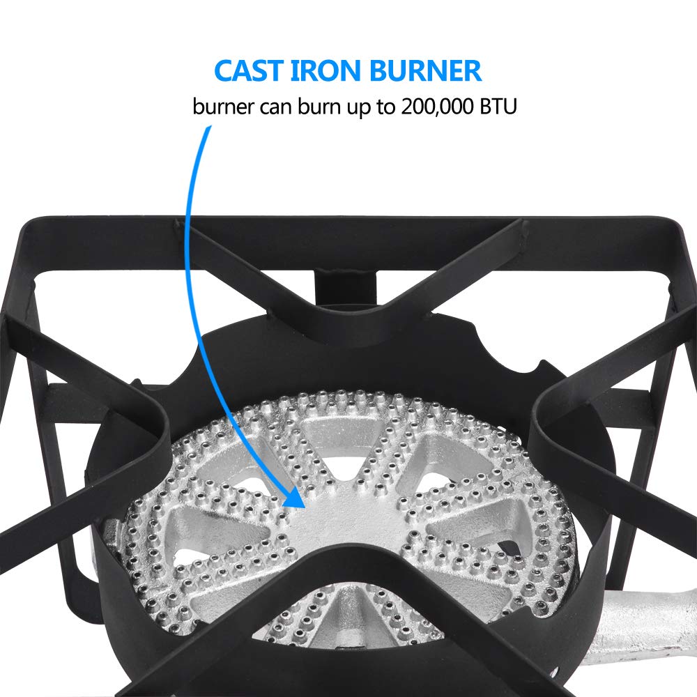 Ochine High Pressure Propane Burner Stove - Portable Outdoor Gas Cooker with Detachable Legs, Cast Iron Patio Cooking Burner for Camping, Backyard BBQ, RV Trips & Tailgating