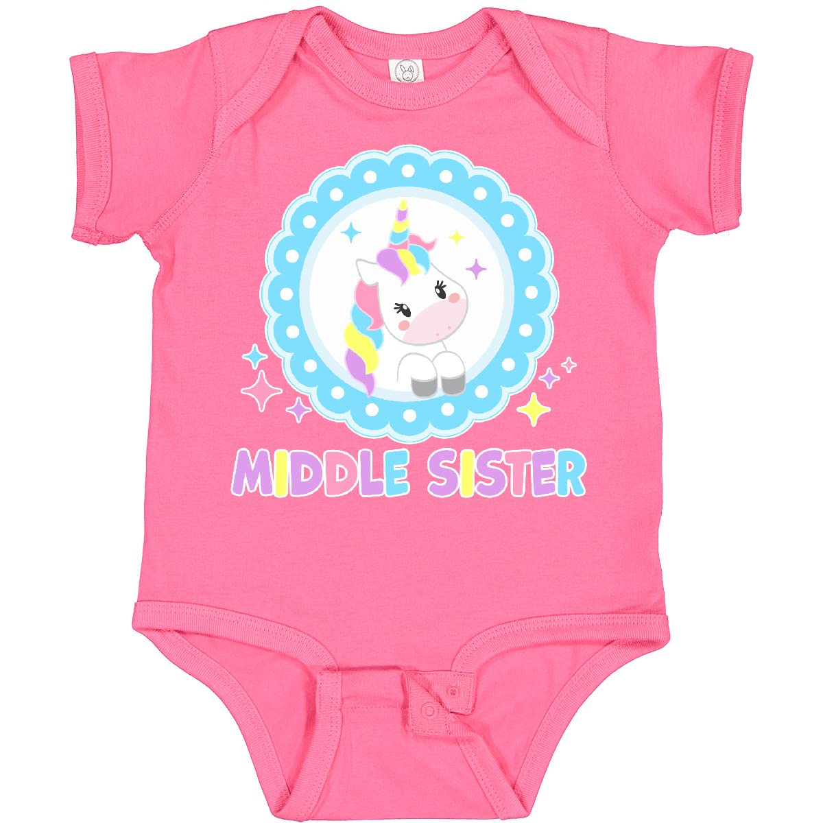 Inktastic Middle Sister Cute Unicorn Baby Bodysuit - Soft Cotton Onesie for Newborns & Infants - Perfect for Birthdays, Baby Showers & Family Photos