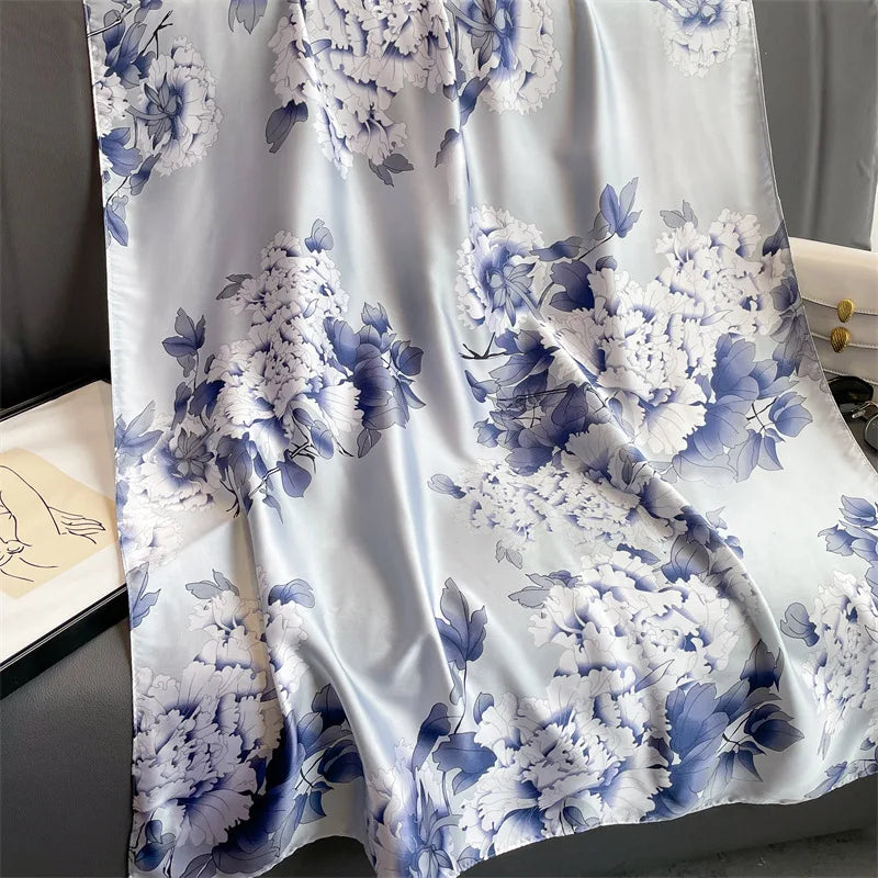 Luxury 180x90cm Women's Silk Scarf - Elegant Beach Shawl, Bandana, Foulard & Muffler for Women - Perfect for Travel, Parties & Fashion Accessories