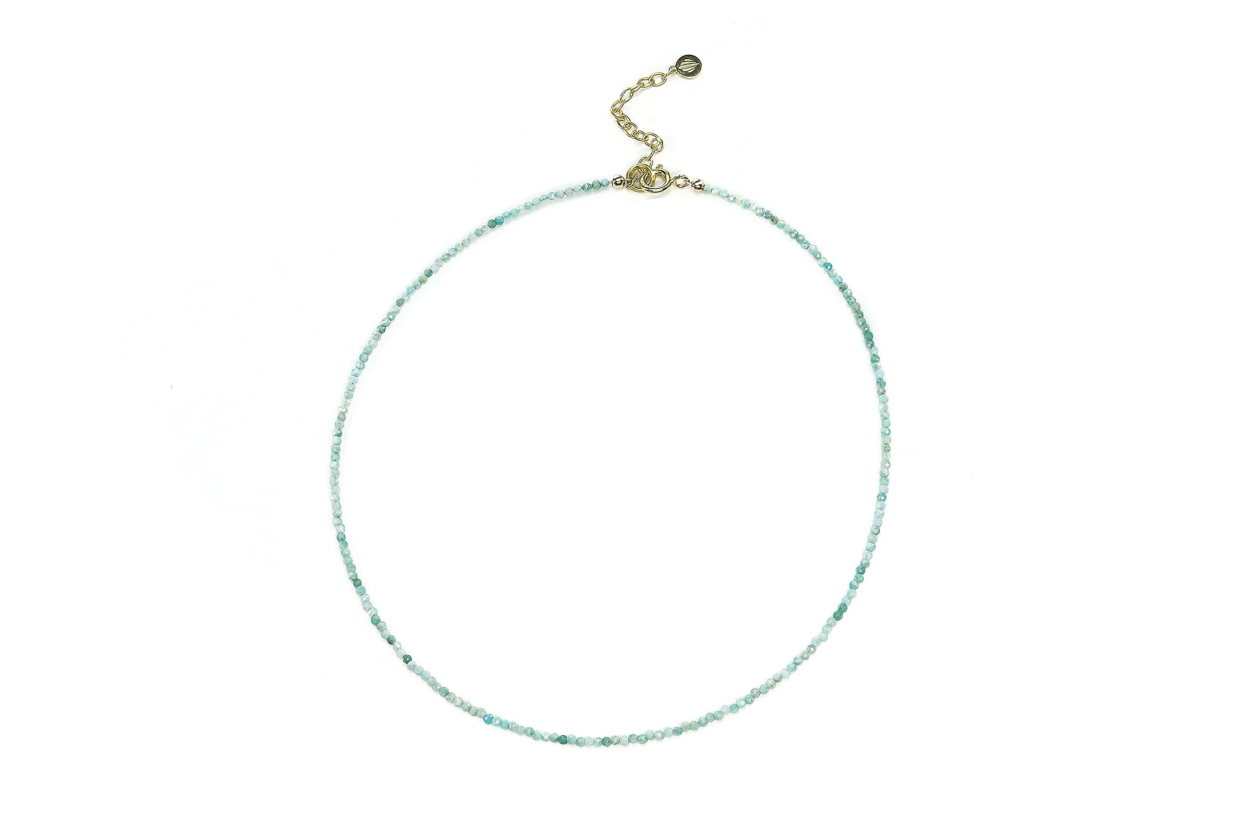 2mm Amazonite Beaded Necklace with Gold Clasp - Delicate Blue Stone Jewelry - Perfect Bridal, Bridesmaid Gift & Everyday Boho Accessory