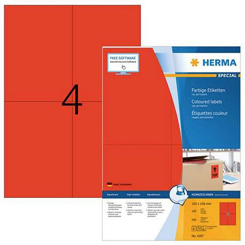 Colorful A4 Adhesive Labels 105x148mm - Red Permanent Sticky Paper for Organizing Files, Mailing & Office Supplies - Perfect for Shipping, Packaging & Inventory Management