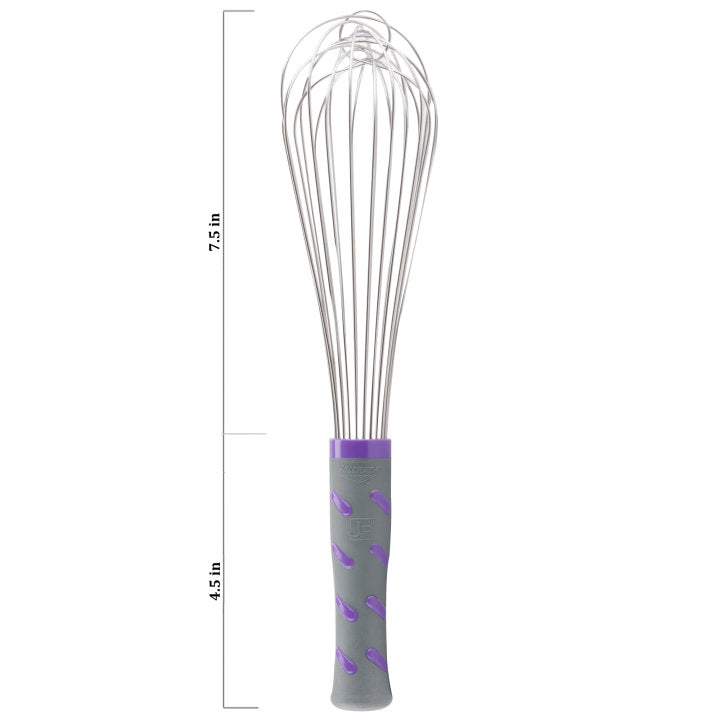 Vollrath 12-Inch Stainless Steel Piano Whip with Ergonomic Purple Handle - Perfect for Professional Chefs, Baking & Kitchen Use