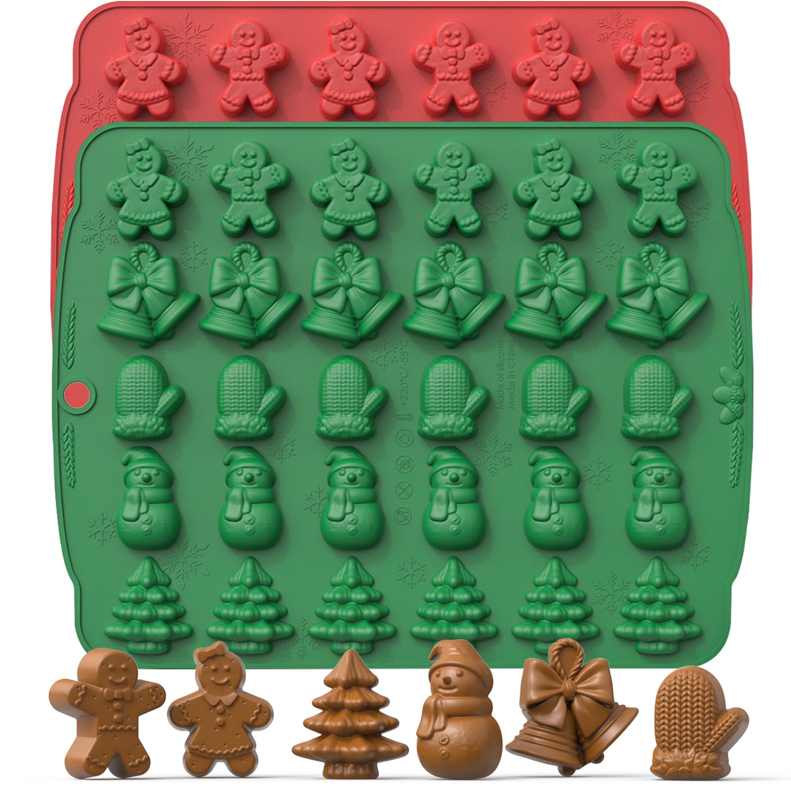 Premium Christmas Chocolate & Gummy Silicone Molds Set - Mini Baking Molds for Chocolate, Candy, Cookies, Ice Cubes & Jelly Making - Perfect for Holiday Baking, DIY Desserts & Christmas Party Treats (Christmas Set A)