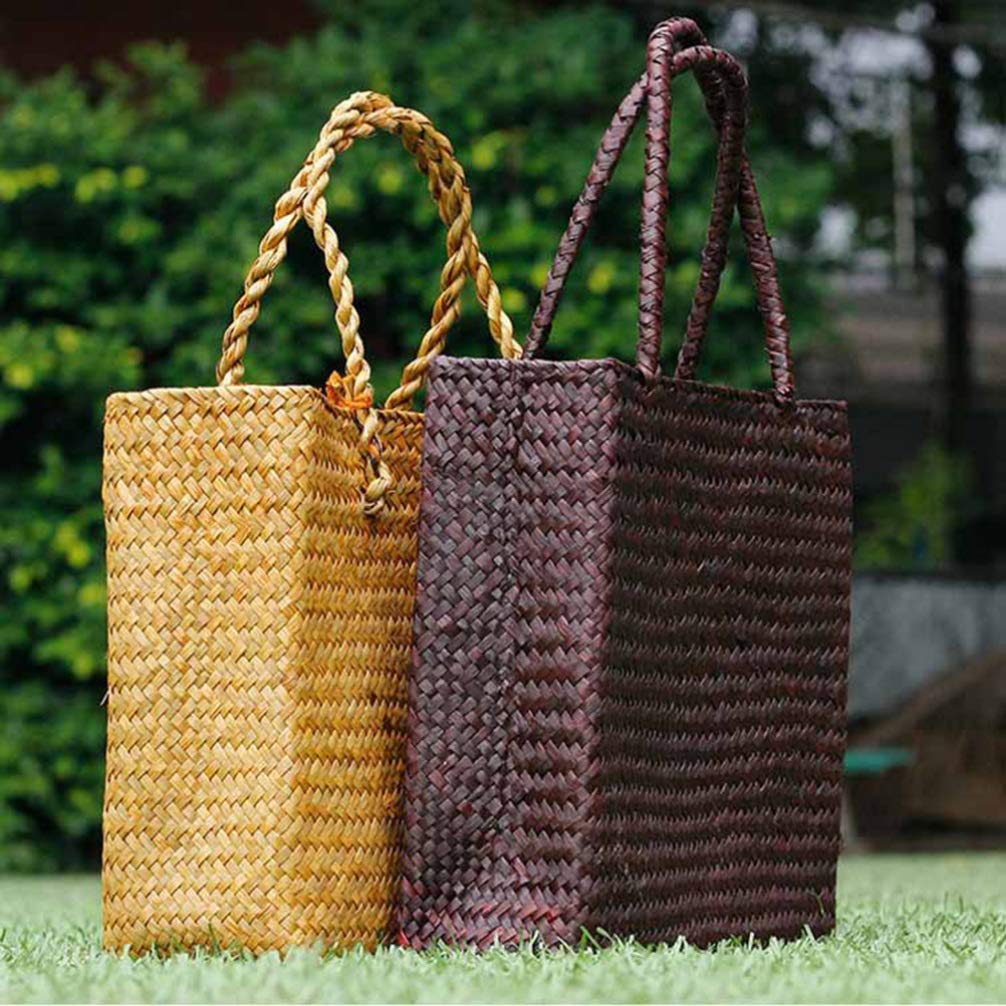 Women's Woven Straw Shoulder Bag - Stylish Tote for Travel & Beach