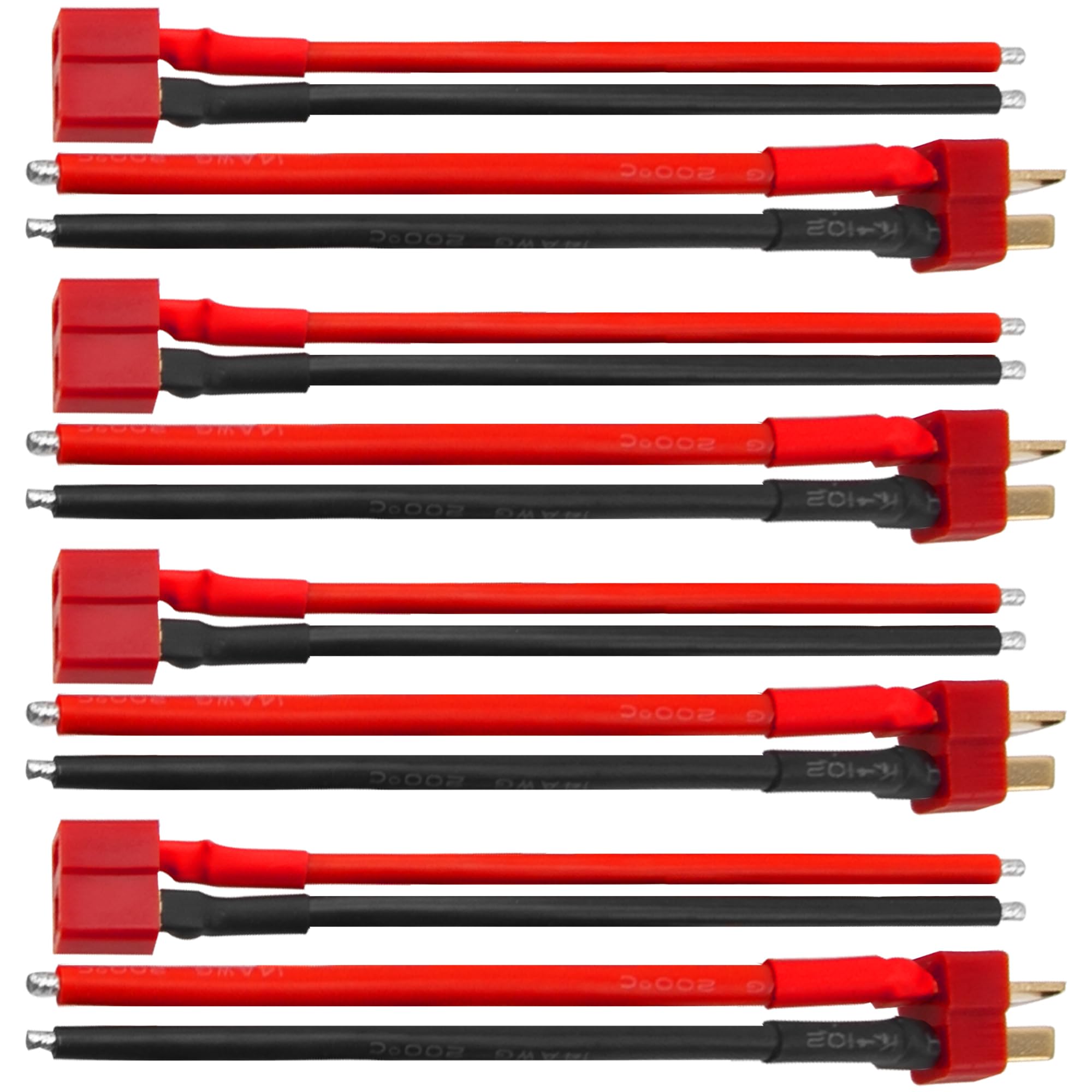 4 Pairs HIRCQOO T-Plug Deans Connectors - Male & Female 14AWG 3.93