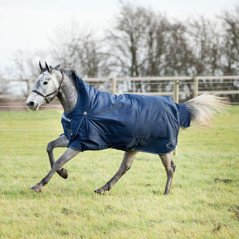 HORZE Avalanche 1200D Ripstop High Neck Medium Weight Waterproof Horse Turnout Blanket (150g Fill) - Peacoat Dark Blue - 75 inch - Ideal for Cold Weather Horse Riding and Stable Use