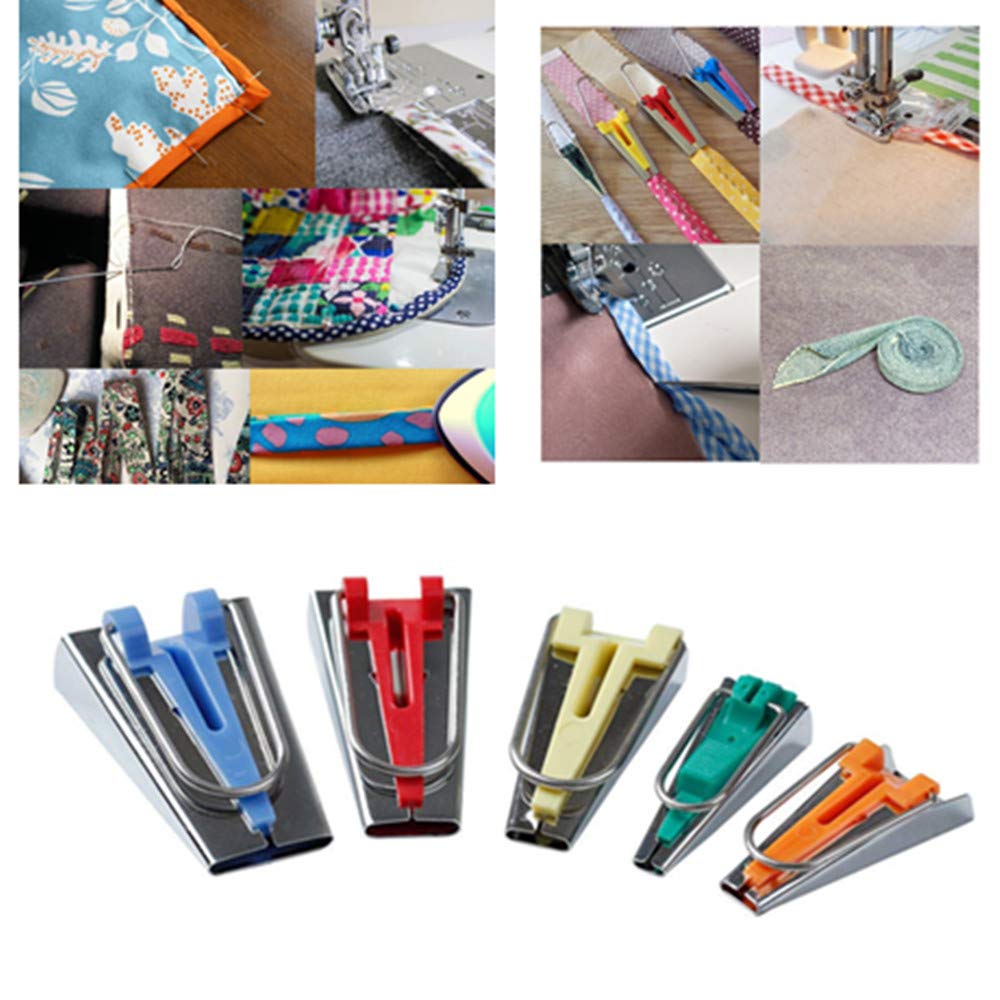 YEQIN 5-Piece Fabric Bias Tape Maker Set - 6mm, 9mm, 12mm, 18mm, 25mm for DIY Sewing, Quilting & Binding - Perfect for Dressmaking, Craft Projects & Home Decor