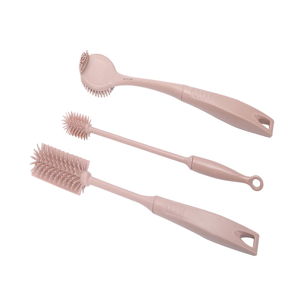 Silicone Dish Brush with Handle - Bottle Cleaning Brush Set for Kitchen, Dishes, and Hard-to-Reach Areas | Eco-Friendly & Durable Scrubber