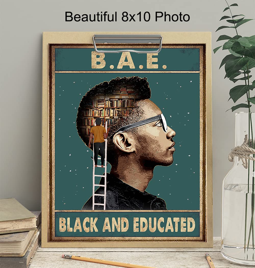 African American Wall Art - Inspirational Black Art Decor for Classroom & Home - Motivational Posters with Positive Quotes - Black Pride Reading Picture for Boys & Men - Perfect for Offices, Schools & Living Rooms