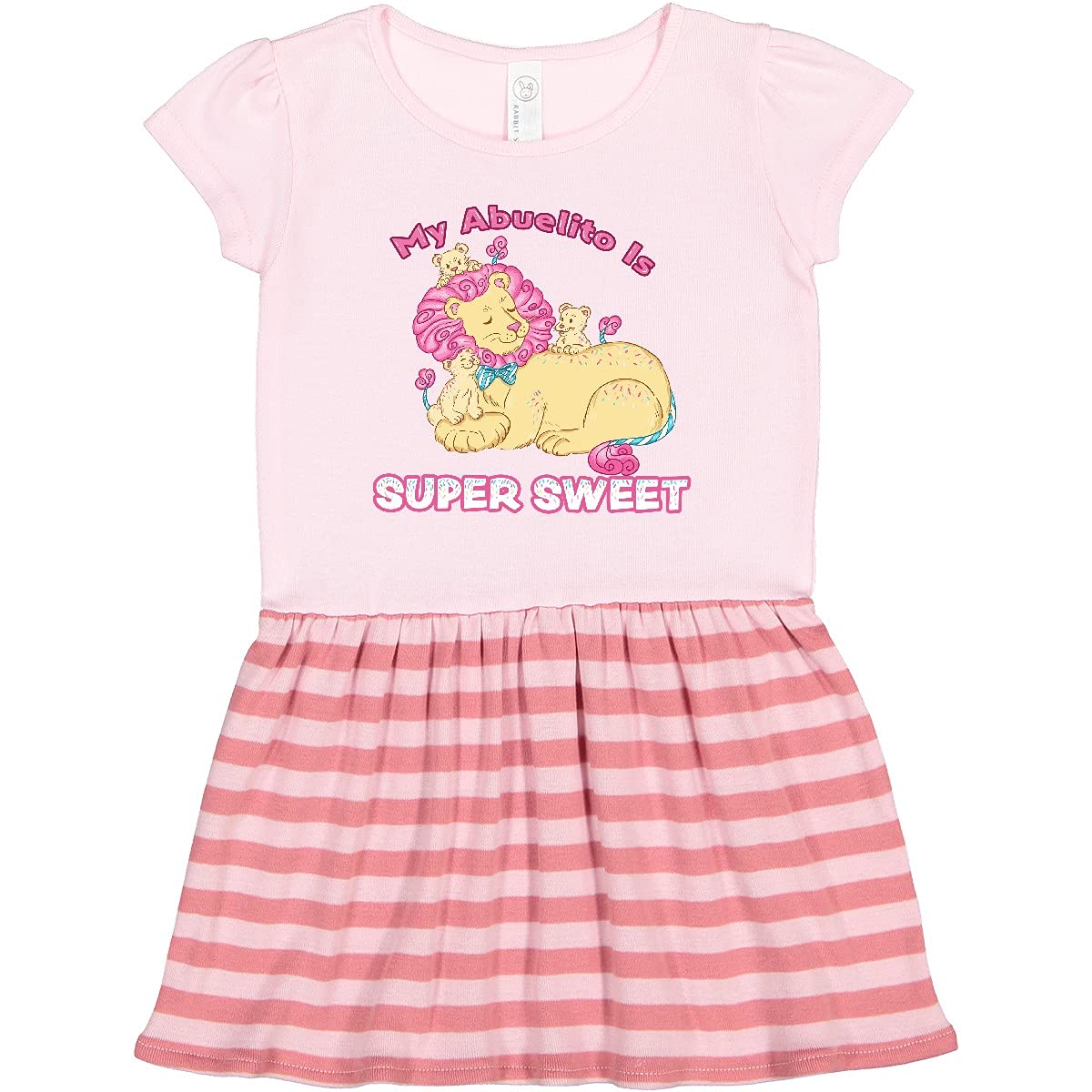 Inktastic My Abuelito is Super Sweet Cotton Candy Lions Toddler Dress - Pink Cute Baby Girl Outfit for Birthday, Family Photos & Special Occasions