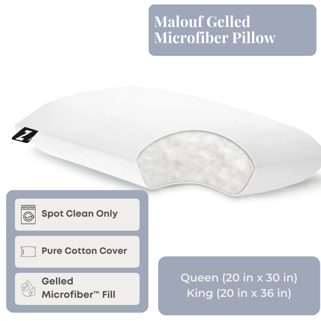 Malouf Cooling Gel Memory Foam Pillow - Queen Size, Supportive & Breathable for Side, Back & Stomach Sleepers - Perfect for Hot Sleepers & Neck Pain Relief