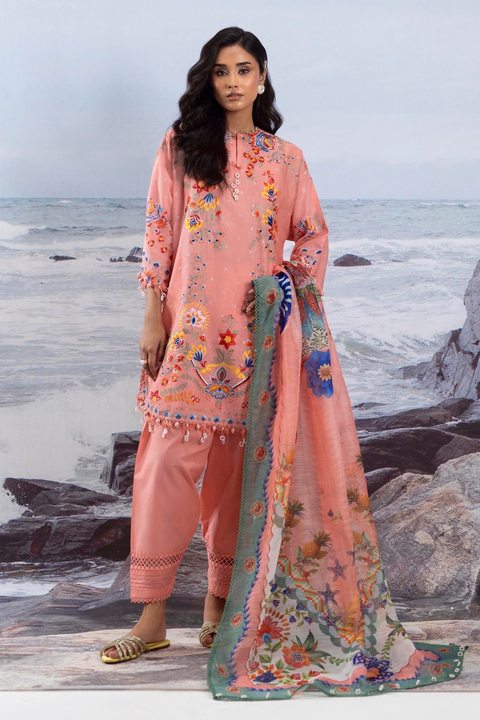 Sana Safinaz Muzlin Unstitched Fabric - Premium Pakistani Designer Dress Material for Formal Wear & Party Outfits - Perfect for Bridal, Eid & Special Occasion Dresses