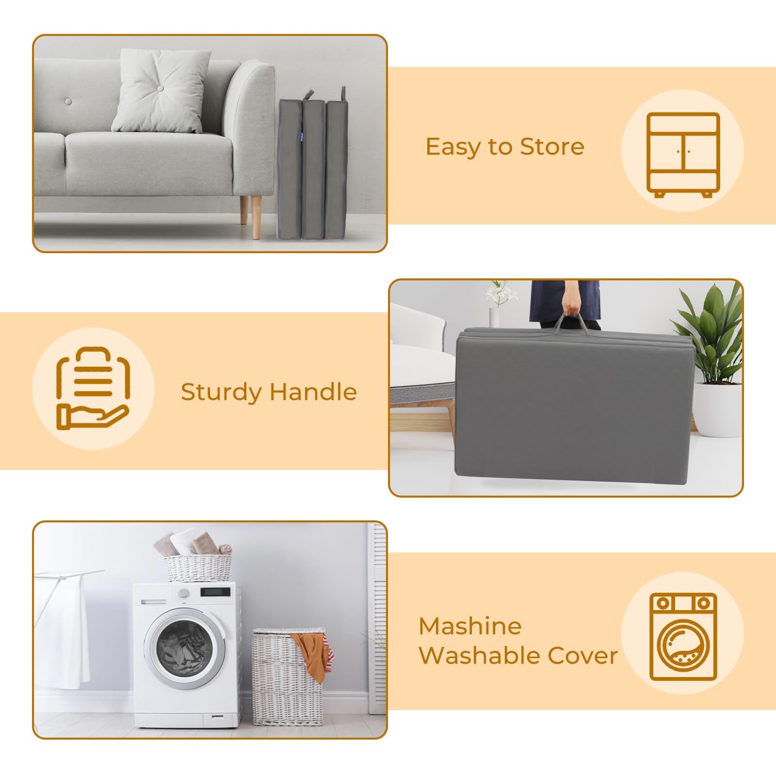 Portable Tri-Fold Memory Foam Mattress - 4
