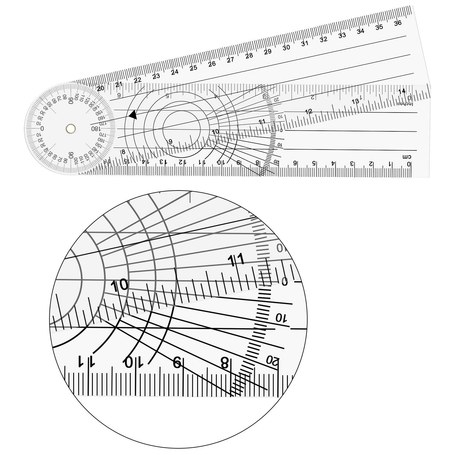 OIIKI 7PCS Goniometer Set - 6/8/12inch Angle Measurement Tool, 8inch Spinal Goniometer, 6inch 180 Degree Protractor, Finger Joint Goniometer & Measuring Tape for Physical Therapy, Occupational Therapy, and Medical Training