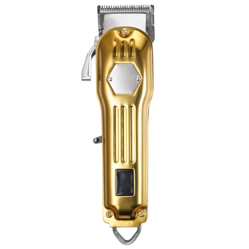 Professional Men's Hair Clippers - Full Metal Rechargeable Electric Hair Trimmer with Adjustable Beard & Hair Cutting Guide | Gold Color | Perfect for Home Barbering, Salon Use & Personal Grooming