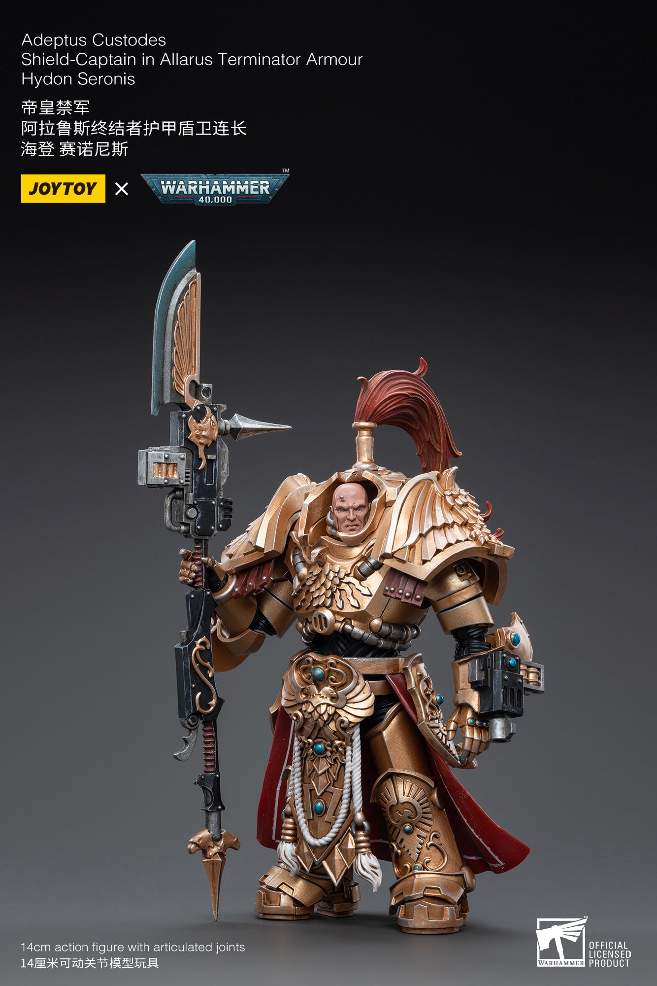 1/18 JOYTOY Warhammer 40K Adeptus Custodes Shield Captain Allarus Terminator Armor Hydon Seronis Action Figure - Collectible Model for Warhammer Fans & Tabletop Gaming