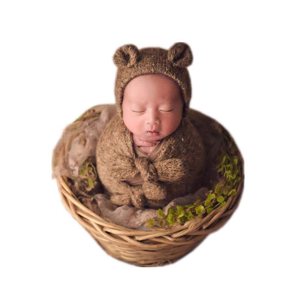 Vemonllas Newborn Photography Props Set - 4PCS Baby Boy Girl Bow Wrap, Posing Aid, Hat & Blanket for Photo Shoots, Baby Showers & Nursery Decor